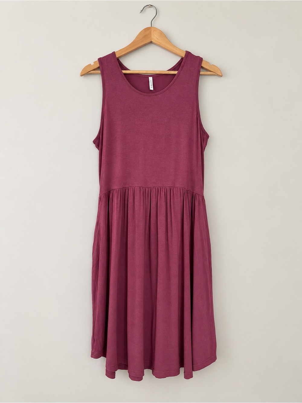 LONGYUAN Purple Red Sleeveless Swing Dress with Pockets